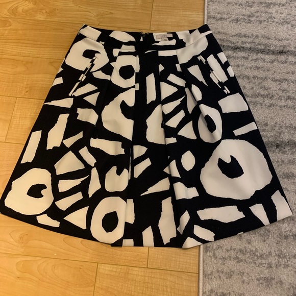 Loft Navy Cream abstract print a-line skirt